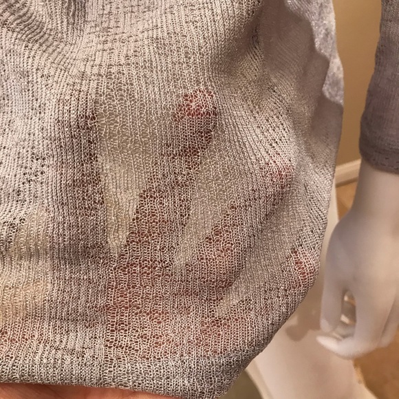 Womens Long Sleeve Blouse NEW Size XS Extra Small Grey Open Knit Semi Sheer - Picture 11 of 13